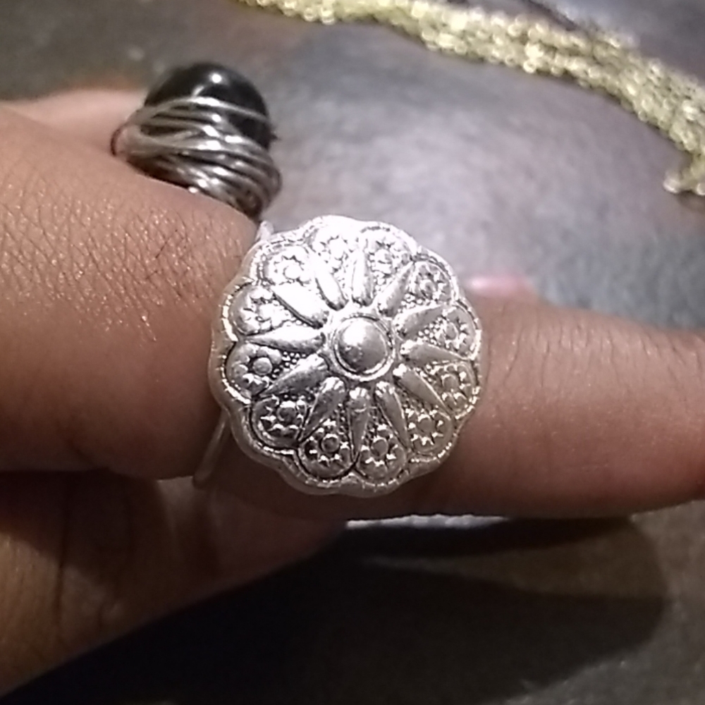 Handmade silver flower ring